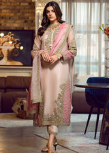 Embroidered Blush Pink & Rose Festive Suit Unstitched