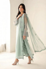 Barouqe Chiffon Embroidered & Hand Embellished with Clutch 3 Piece Dress - J0709 Unstitched