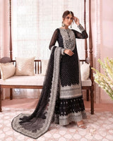 Embroidered Black & Silver Festive Suit-Unstitched