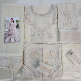 Maria B  Ethereal Ivory Opulence — Embroidered Net Luxury Suit-Unstitched