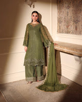 Azure X Laiba Khan Chiffon Green Mehndi Most Beautiful 9mm Work Dress 2025
