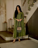 Azure X Laiba Khan Chiffon Green Mehndi Most Beautiful 9mm Work Dress 2025