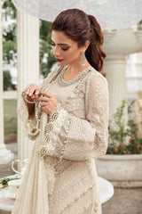 Maria B  Ethereal Ivory Opulence — Embroidered Net Luxury Suit-Unstitched