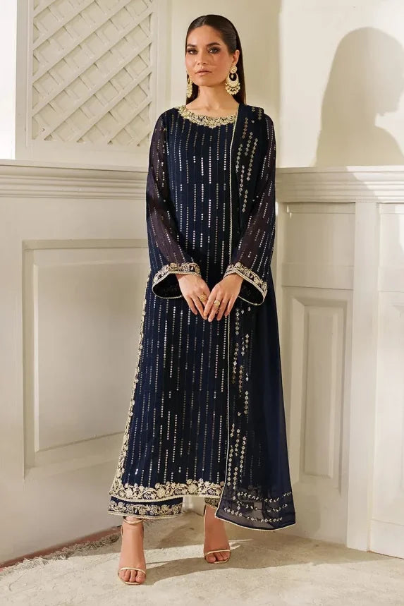 IZNIK  Navy Blue Chiffon Collection-Unstitched