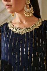 IZNIK  Navy Blue Chiffon Collection-Unstitched
