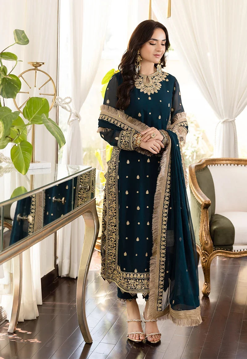 Asim Jofa Zinc Embroidered Chiffon 3 Piece Unstitched