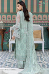 FLOSSIE Mint Serenade — Embroidered Net Luxury Suit - Unstitched