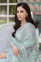 FLOSSIE Mint Serenade — Embroidered Net Luxury Suit - Unstitched