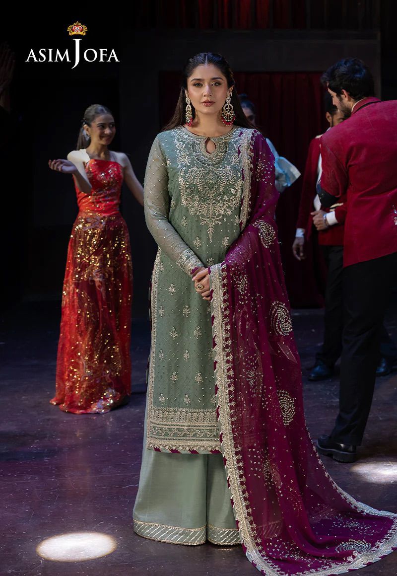 Asim Jofa Luxury Chiffon Embroidered 3 Piece Unstitched