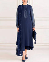 Baroque 03-Piece Chiffon Suit With Sequence Embroidery-Unstitched