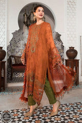 Maria b MPC-21-101-Rust and Olive Green Unstitched