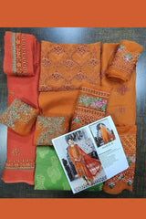 Maria b MPC-21-101-Rust and Olive Green Unstitched
