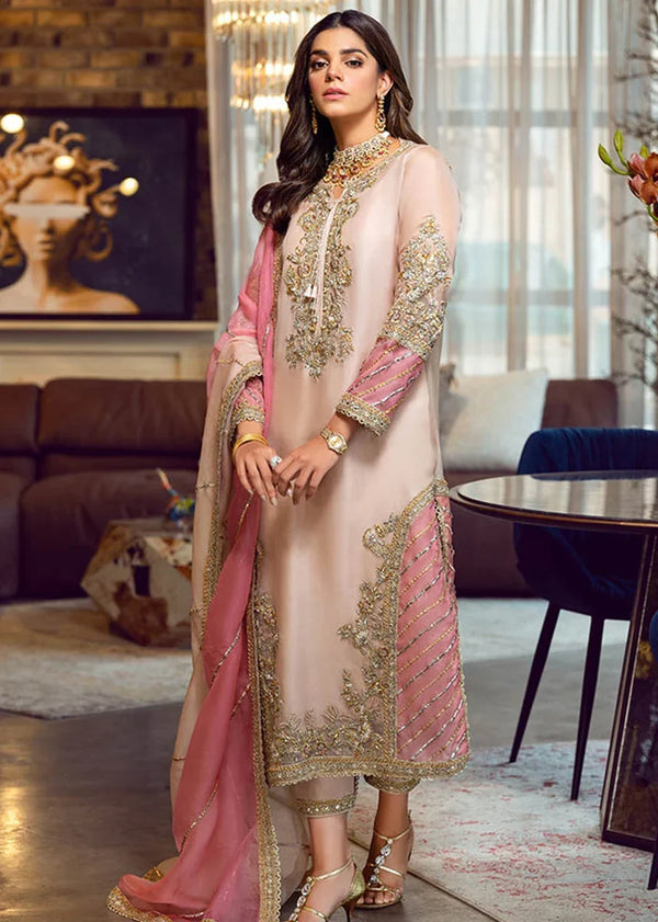 Embroidered Blush Pink & Rose Festive Suit Unstitched